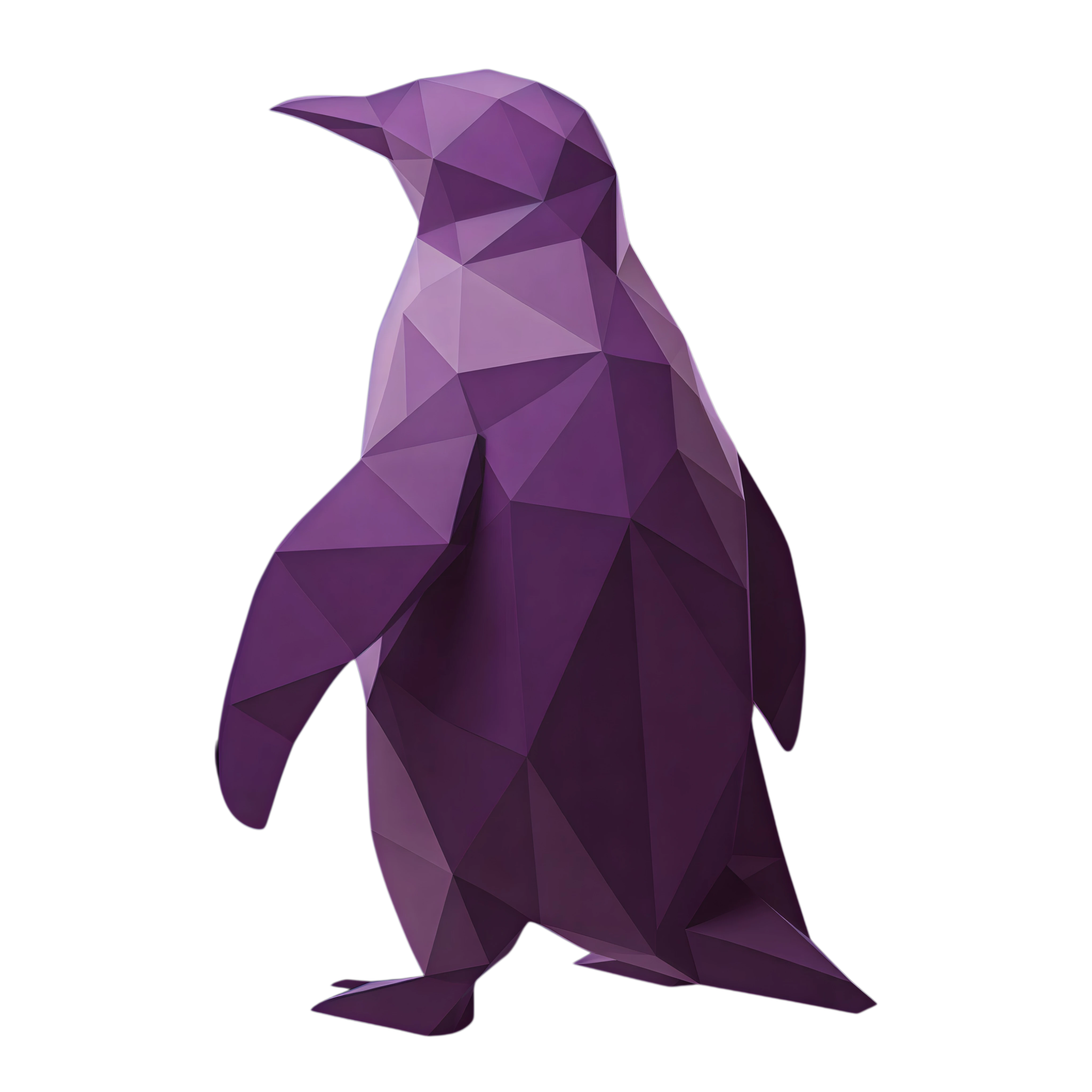 amethysts.us mascot — low-poly amethyst penguin